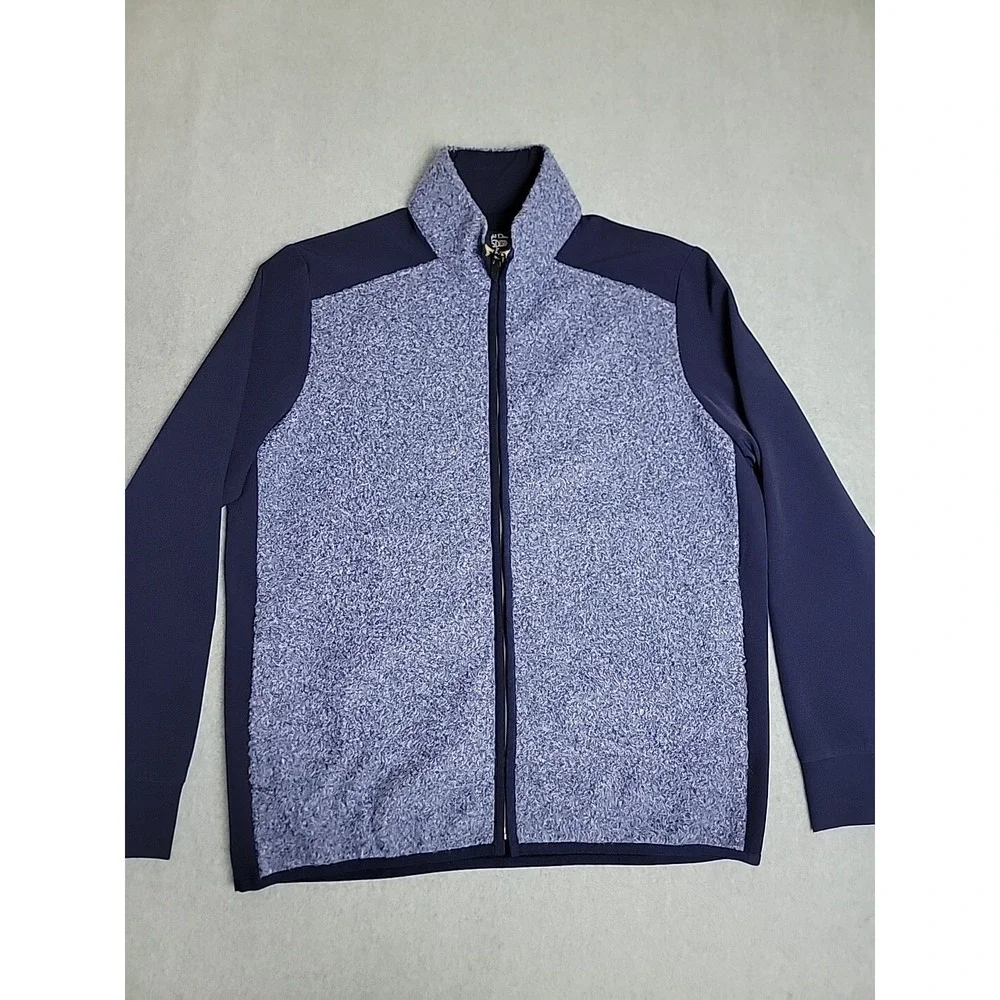 Straight Down Jacket Mens‎ M Windbreaker Blue Textured Lightweight Full Zip Golf